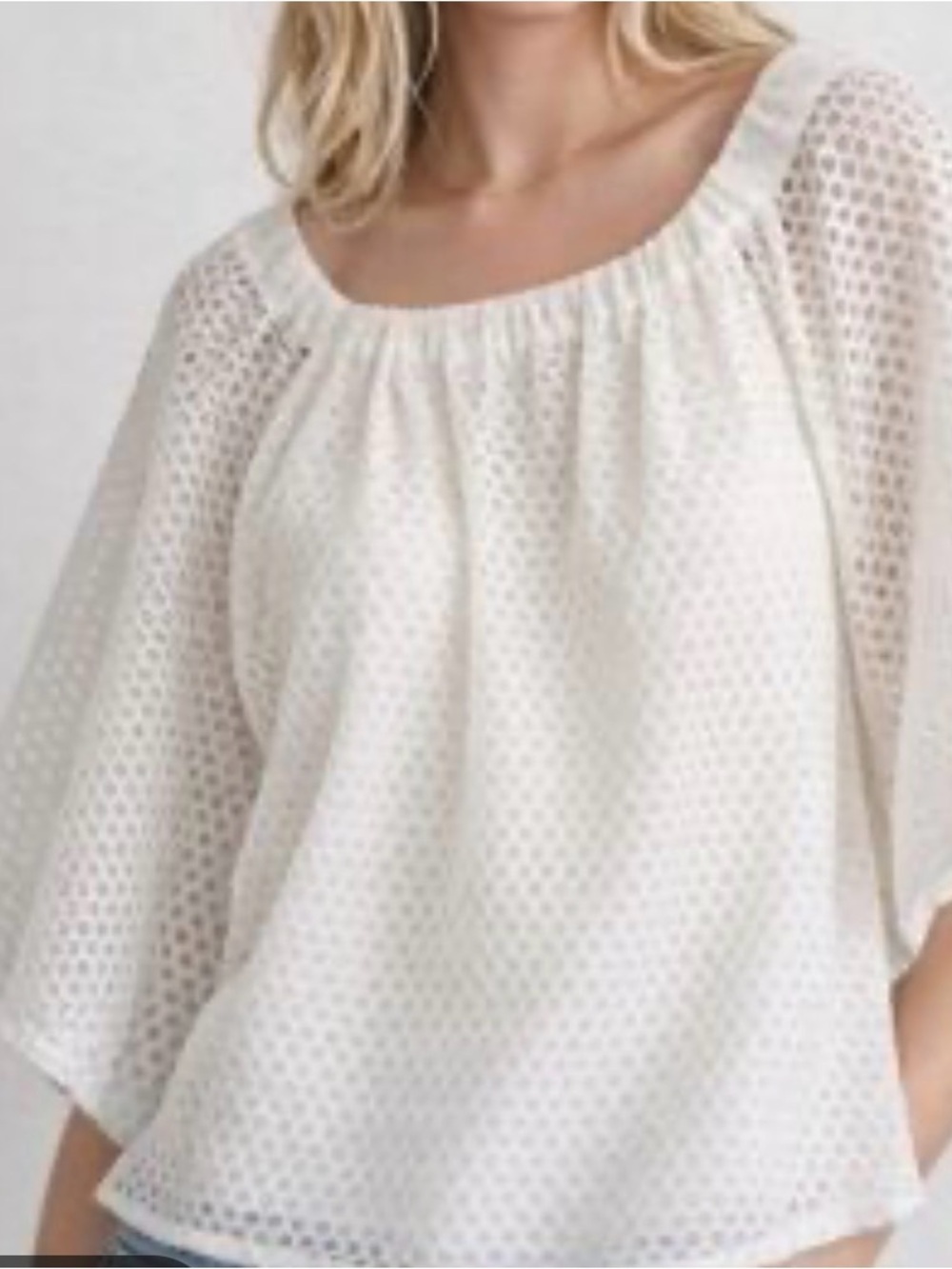 Maje Cream Eyelet Peasant Blouse